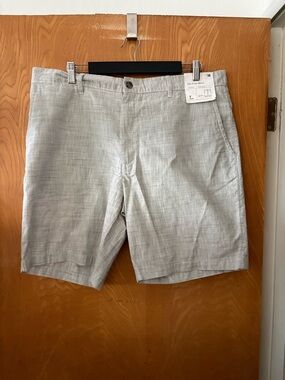 Goodfellow Men's Flat-Front Gray Linen-Blend Shorts 38